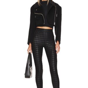 Black Coated Plaid Women's Leggings